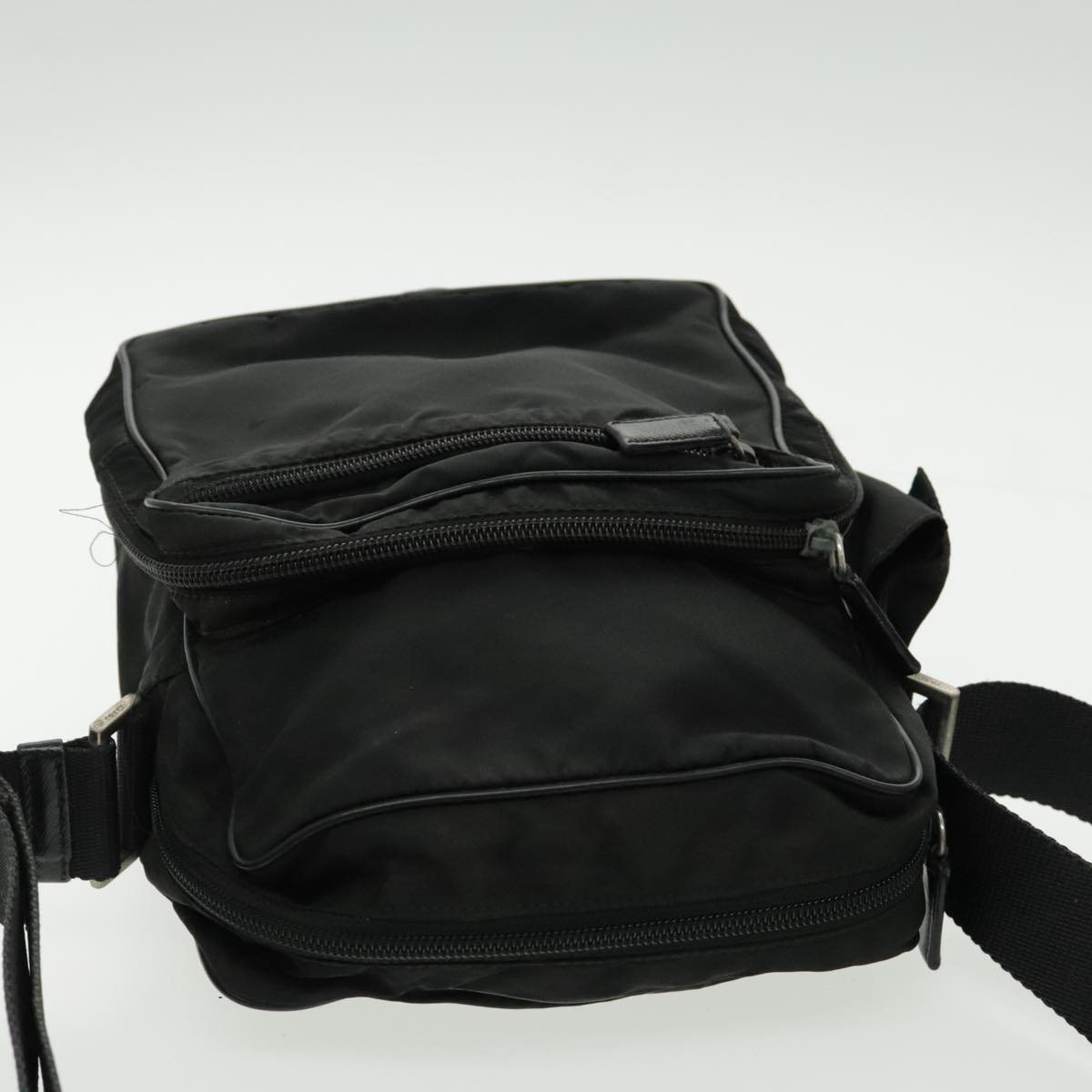 PRADA Shoulder Bag Nylon Black Silver Auth ar12622