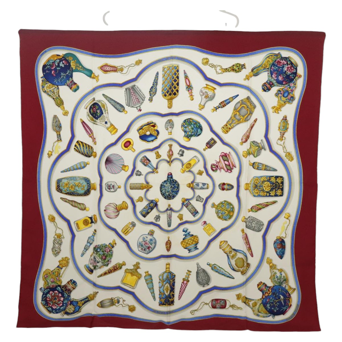 HERMES Carre 90 Scarf Qu'importe le flacon Silk Red Auth ar12641