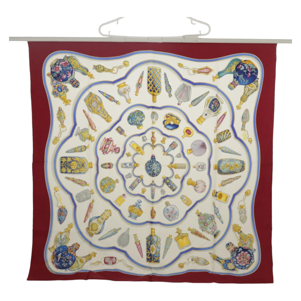 HERMES Carre 90 Scarf Qu'importe le flacon Silk Red Auth ar12641 - 0