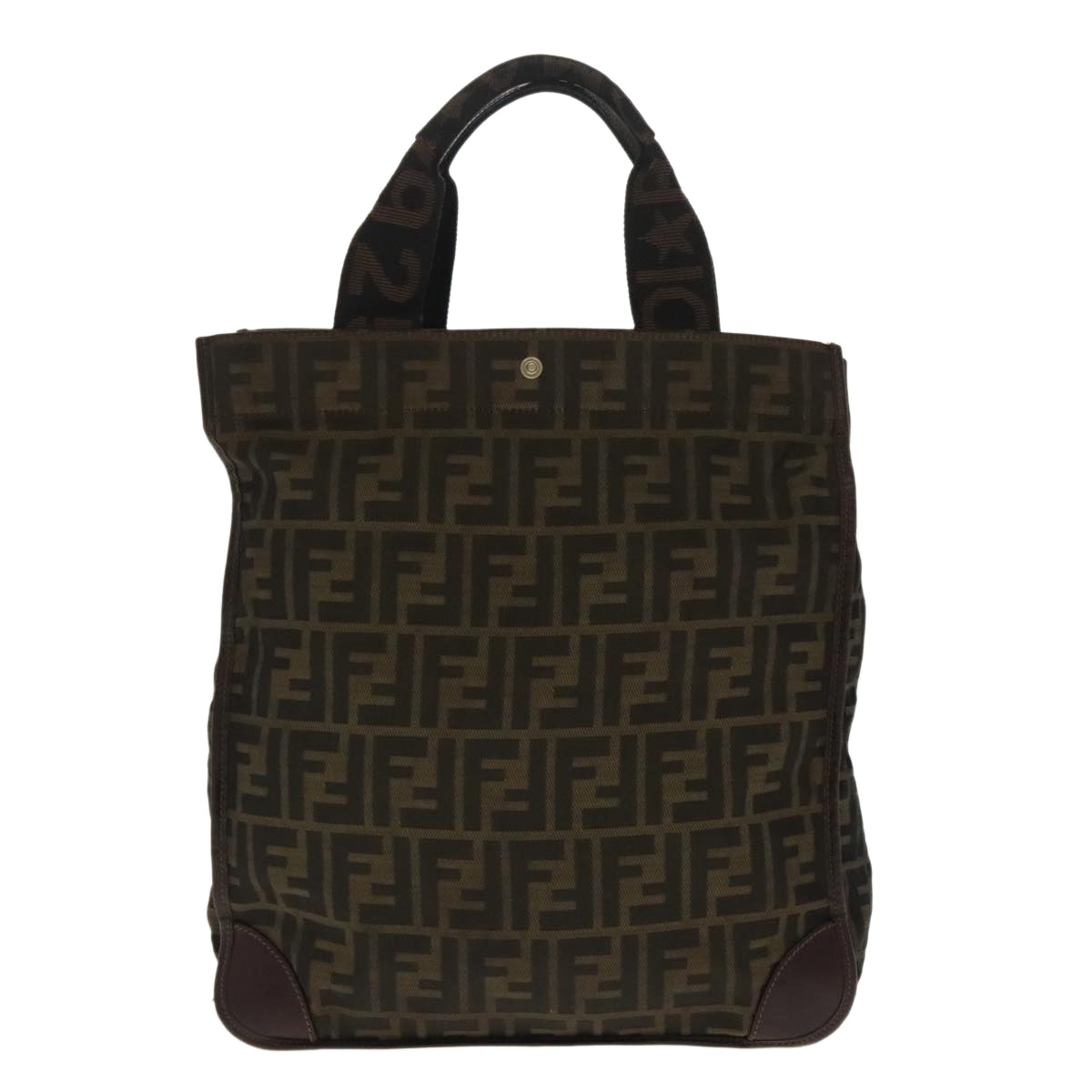 FENDI Zucca Canvas Tote Bag Brown Black Auth ar12642 - 0