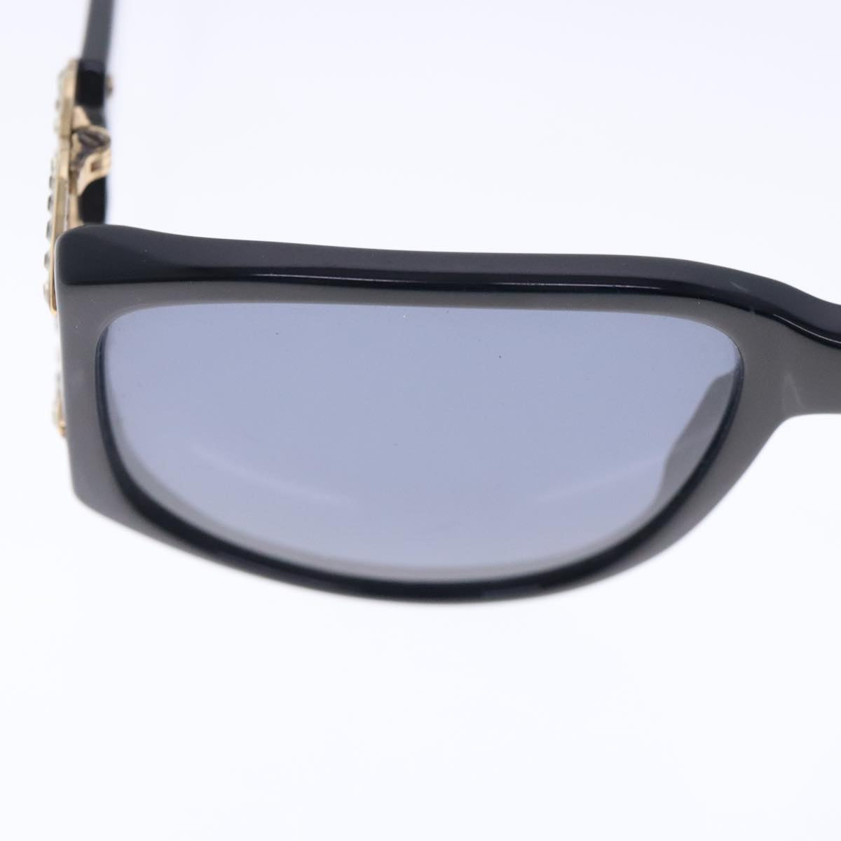 CHANEL COCO Mark Sunglasses plastic Black Blue CC Auth ar12647