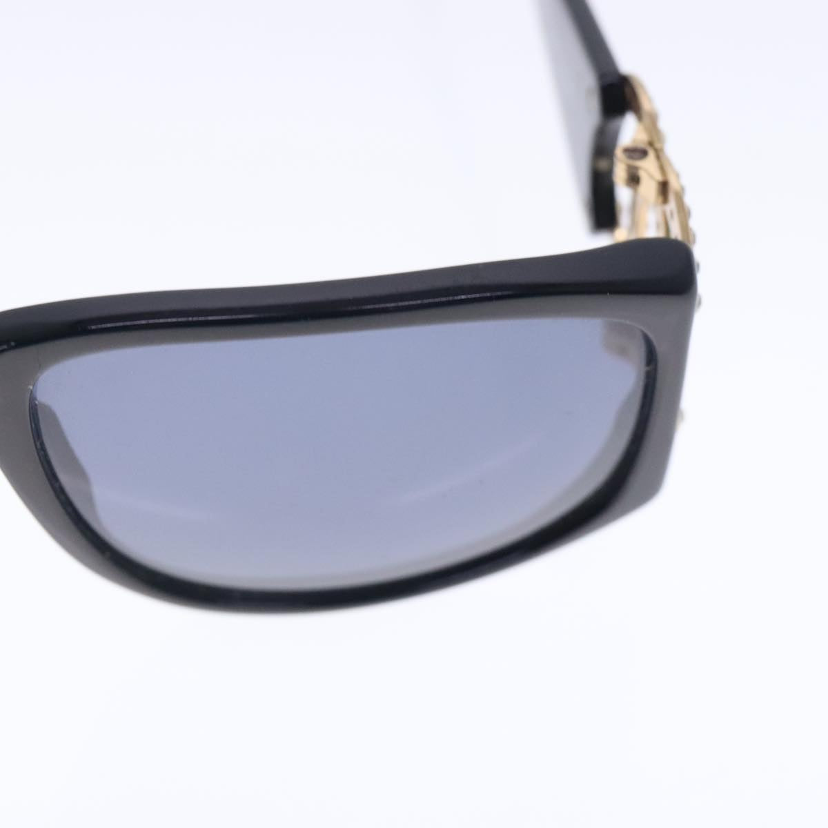 CHANEL COCO Mark Sunglasses plastic Black Blue CC Auth ar12647