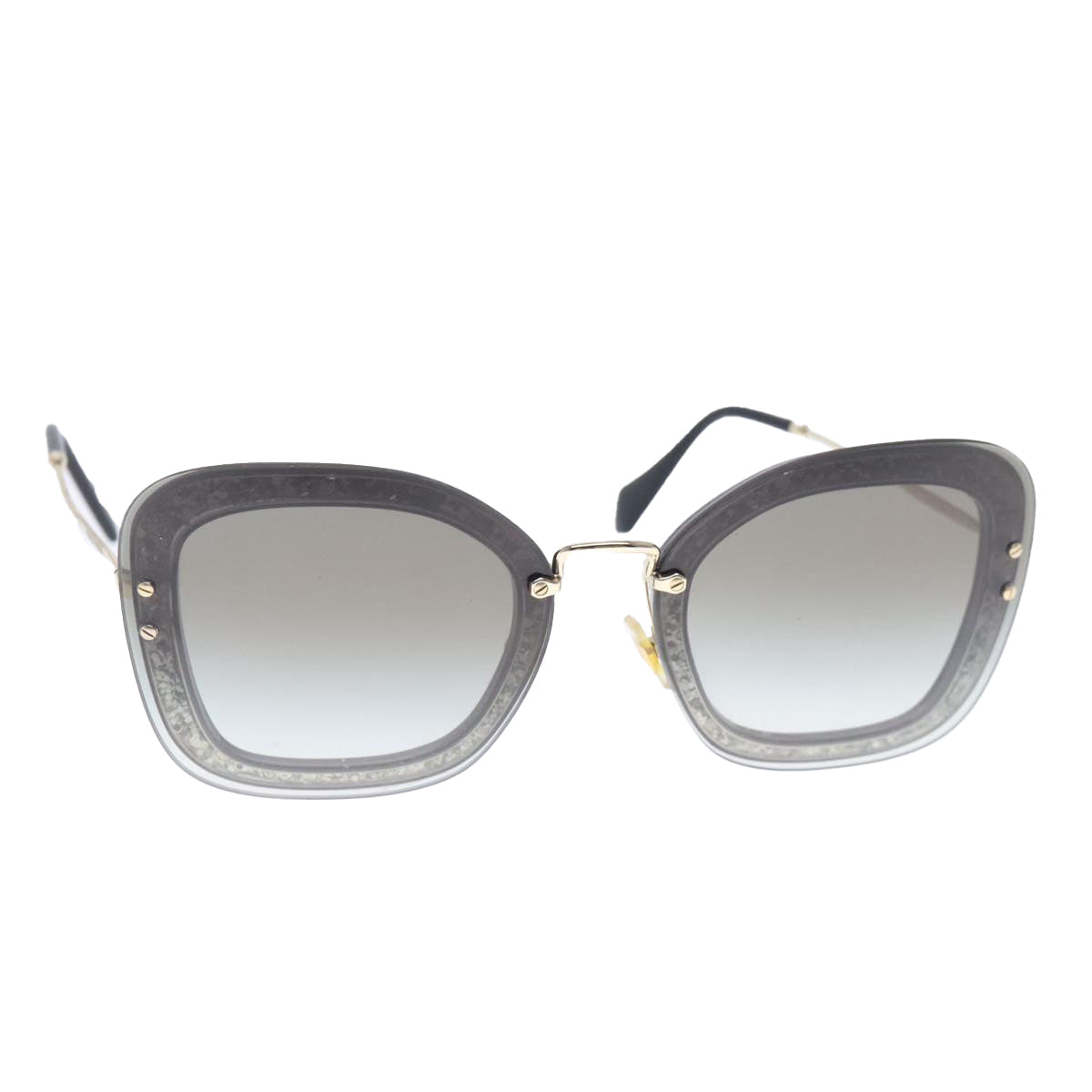 Miu Miu Sunglasses plastic Black Champagne Gold Auth ar12648