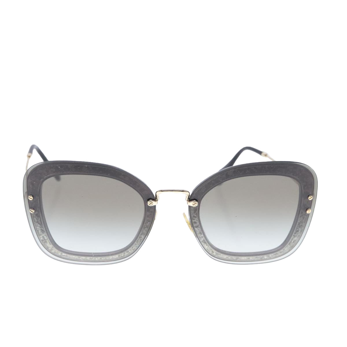 Miu Miu Sunglasses plastic Black Champagne Gold Auth ar12648