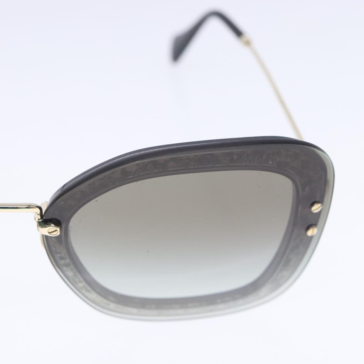 Miu Miu Sunglasses plastic Black Champagne Gold Auth ar12648