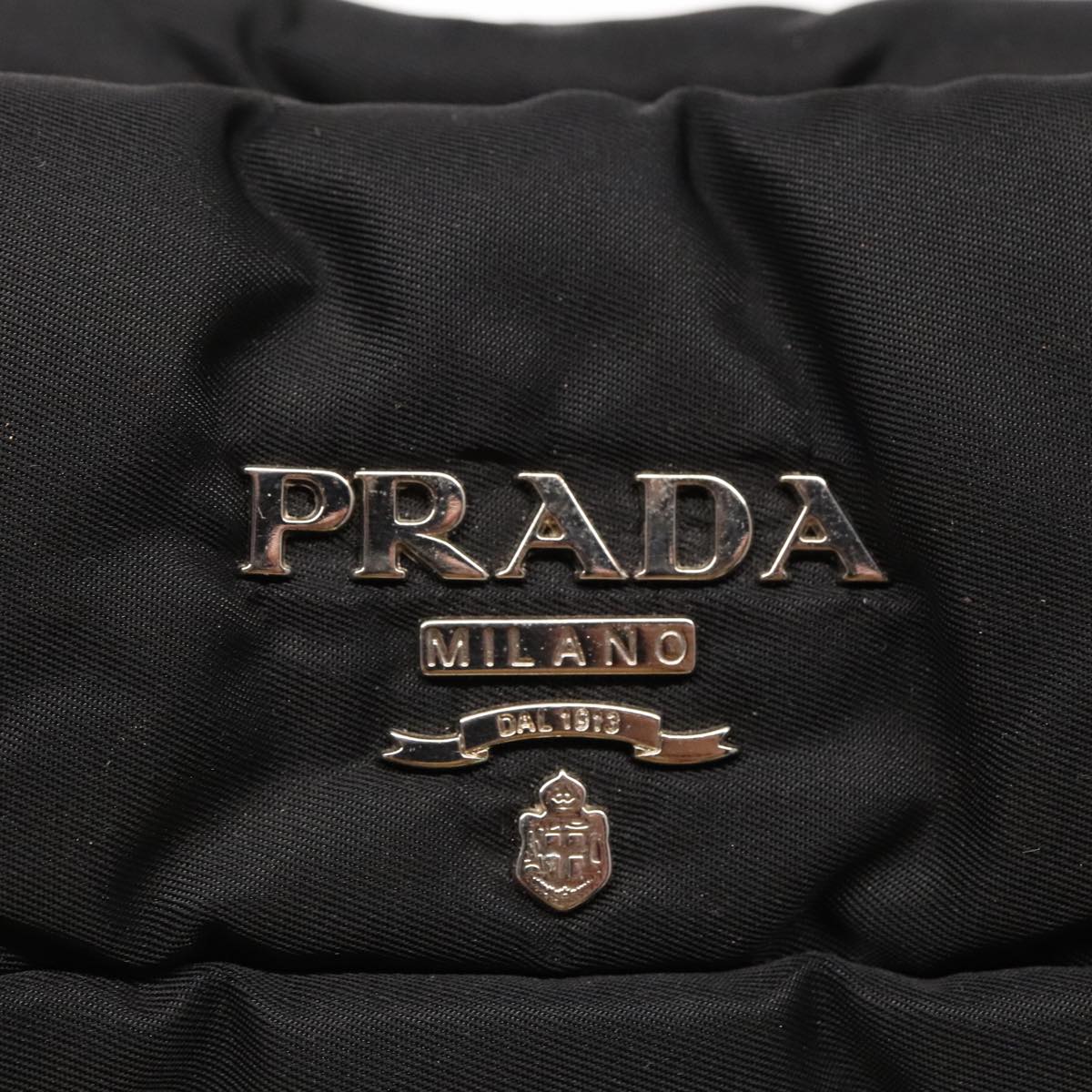 PRADA Shoulder Bag Nylon Black Silver Auth ar12650