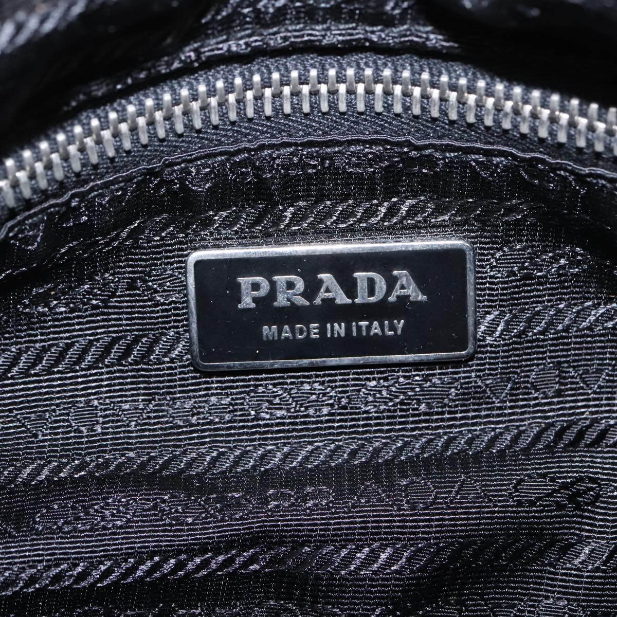 PRADA Shoulder Bag Nylon Black Silver Auth ar12650