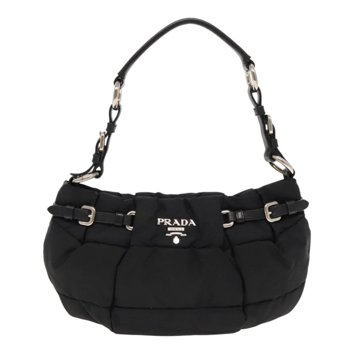 PRADA Shoulder Bag Nylon Black Silver Auth ar12650 - 0