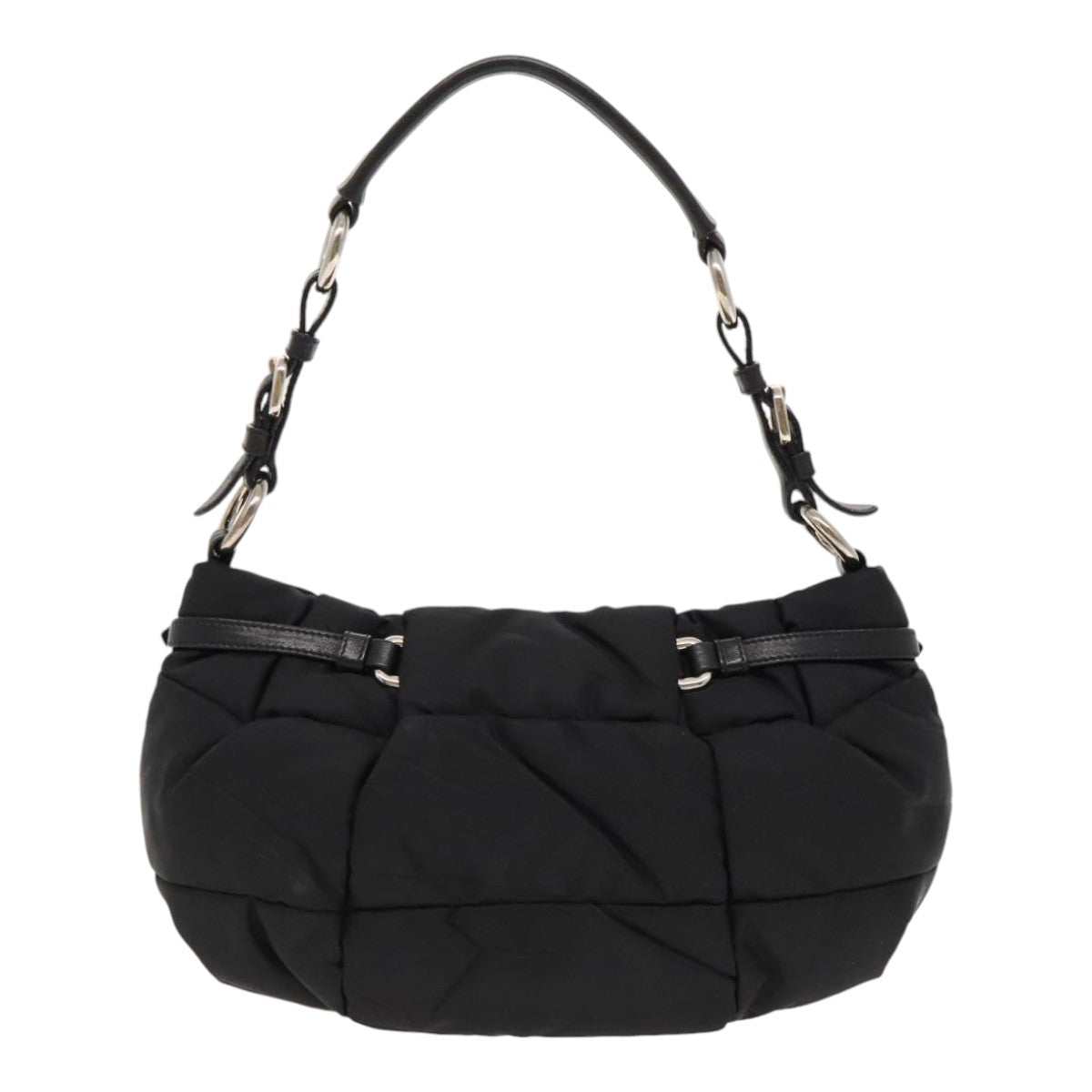 PRADA Shoulder Bag Nylon Black Silver Auth ar12650