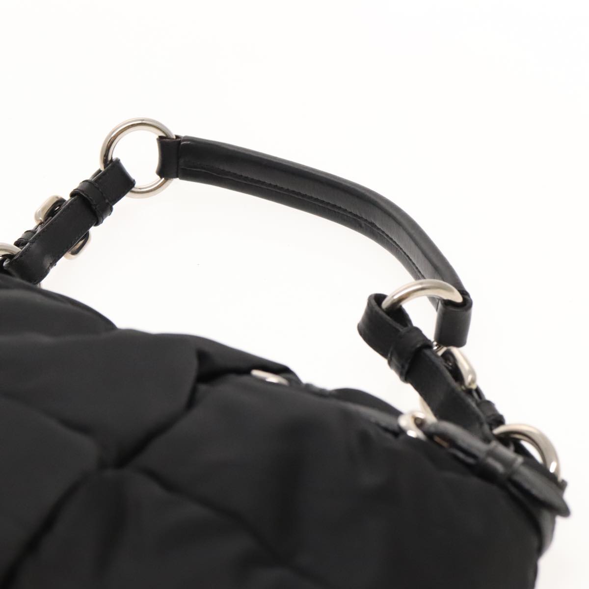 PRADA Shoulder Bag Nylon Black Silver Auth ar12650