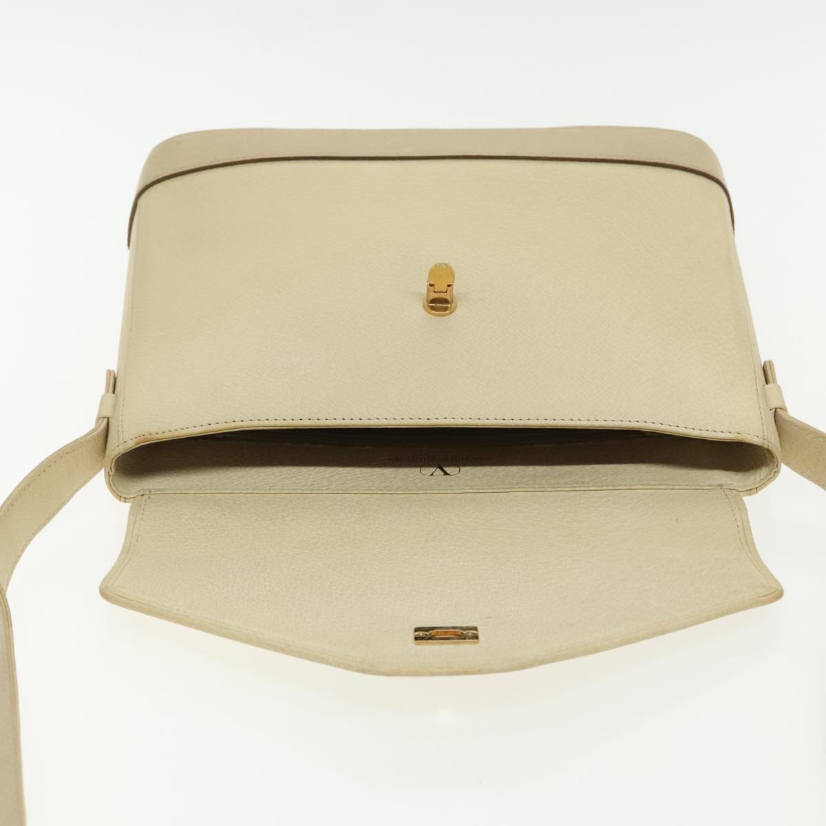 VALENTINO Hand Bag Leather Beige Gold Auth ar12652