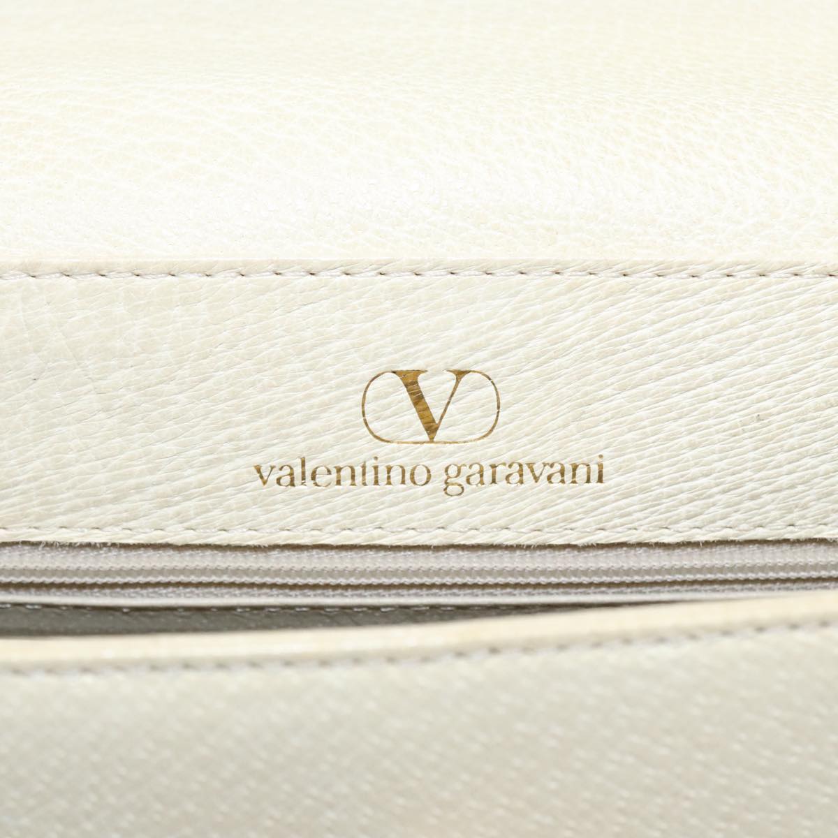 VALENTINO Hand Bag Leather Beige Gold Auth ar12652