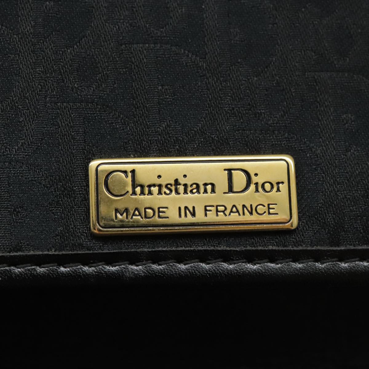 Christian Dior Trotter Canvas Chain Shoulder Bag Black Gold Auth ar12657