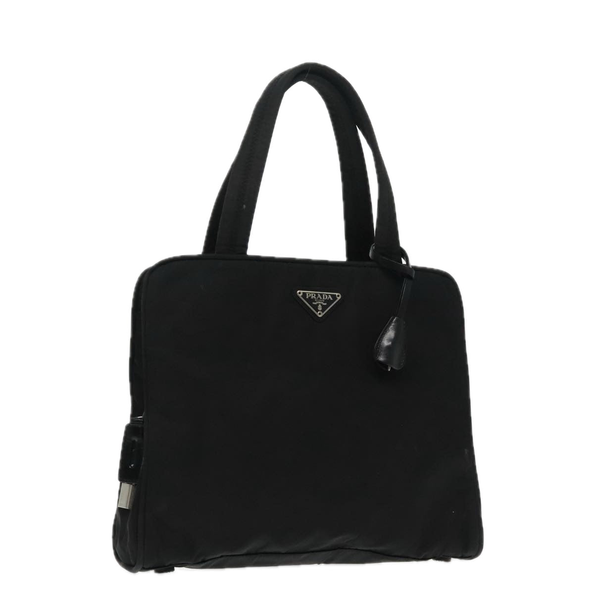 PRADA Hand Bag Nylon Black Silver Auth ar12668