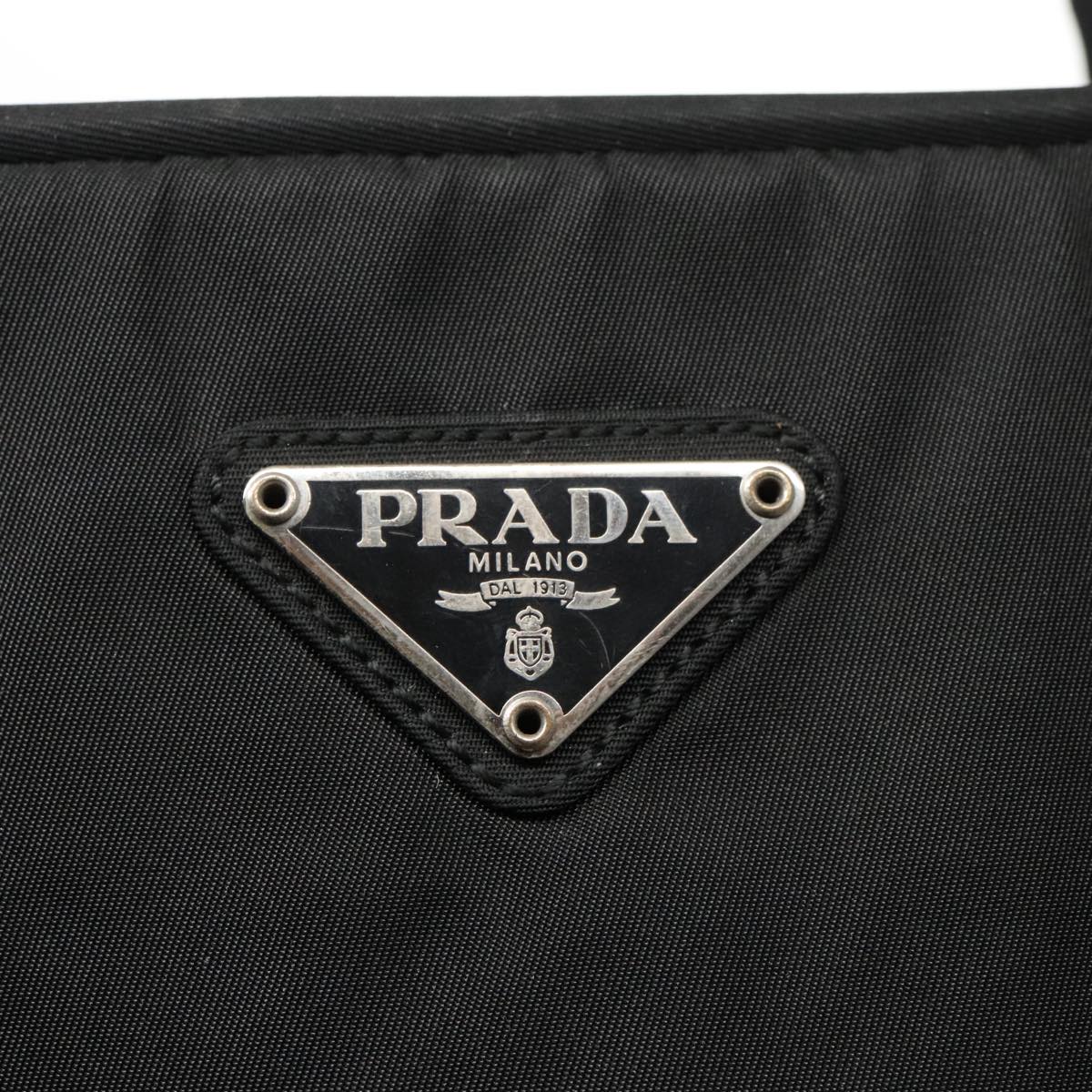 PRADA Hand Bag Nylon Black Silver Auth ar12668