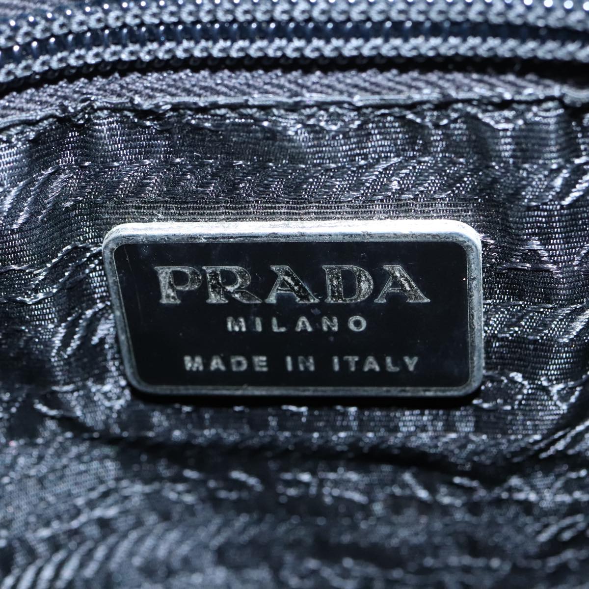 PRADA Hand Bag Nylon Black Silver Auth ar12668