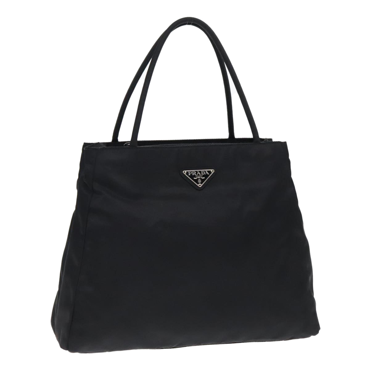 PRADA Tote Bag Nylon Black Silver Auth ar12670