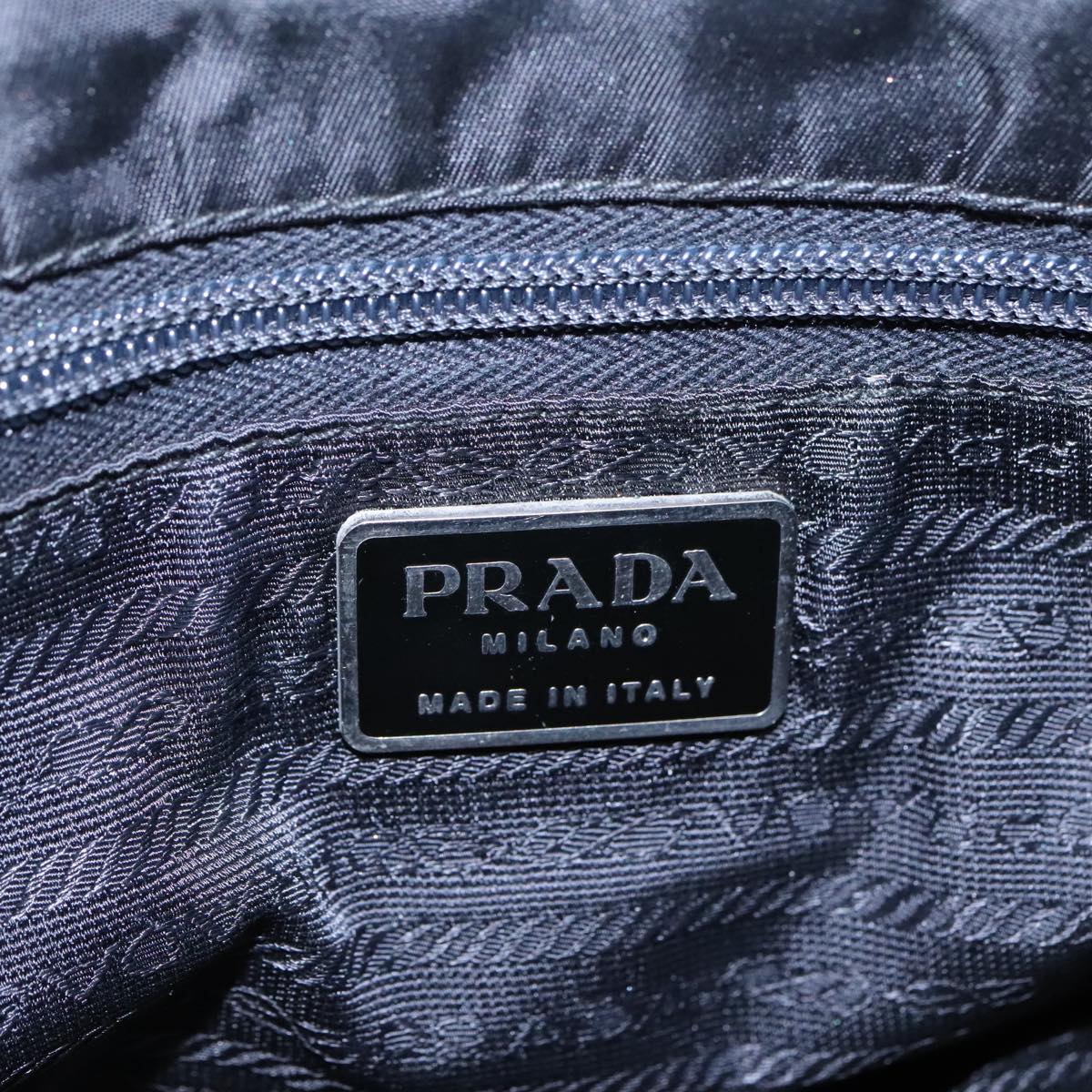 PRADA Tote Bag Nylon Black Silver Auth ar12670