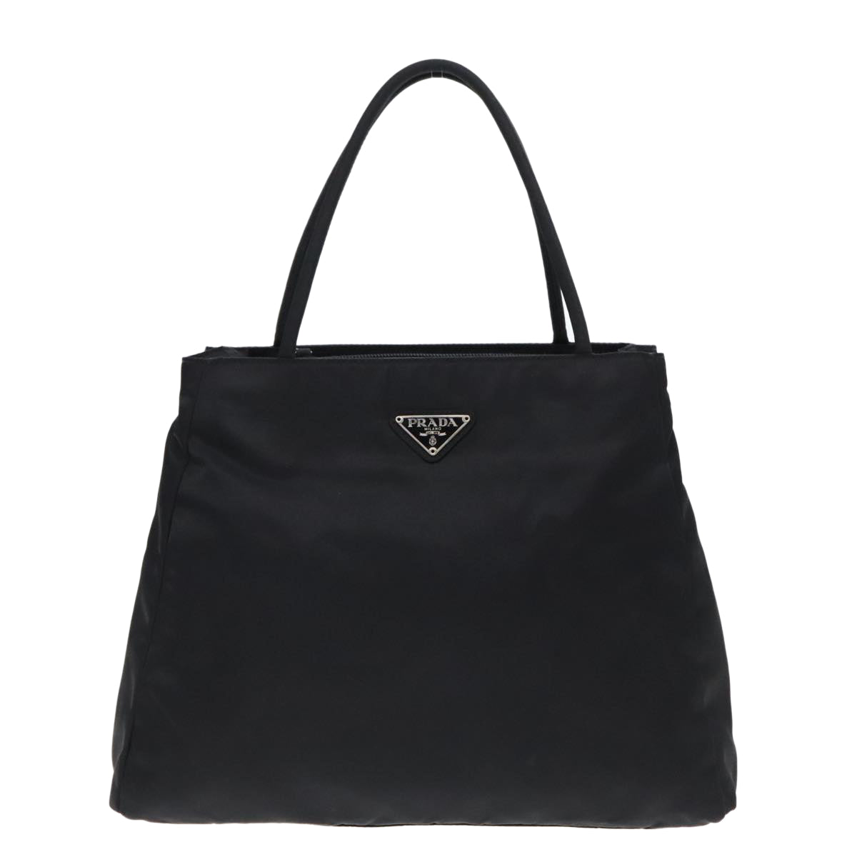 PRADA Tote Bag Nylon Black Silver Auth ar12670