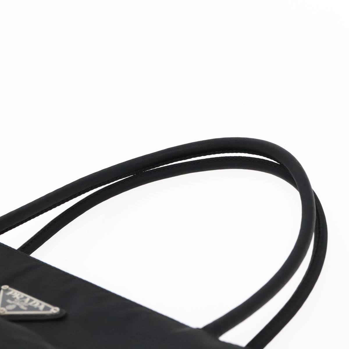 PRADA Tote Bag Nylon Black Silver Auth ar12670