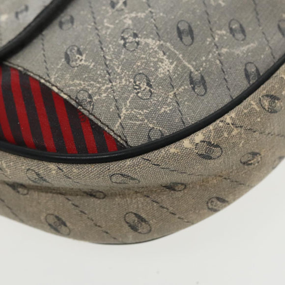GUCCI Schoudertas Gecoat Canvas Goud Marineblauw Auth ar12677