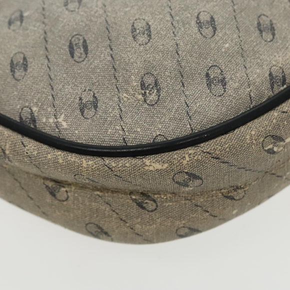 GUCCI Schoudertas Gecoat Canvas Goud Marineblauw Auth ar12677
