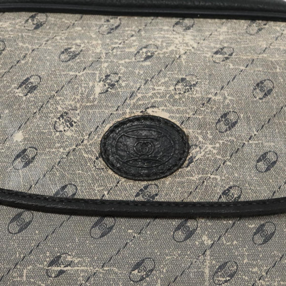 GUCCI Schoudertas Gecoat Canvas Goud Marineblauw Auth ar12677