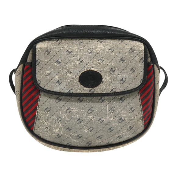 GUCCI Shoulder Bag Coated Canvas Gold Navy Auth ar12677