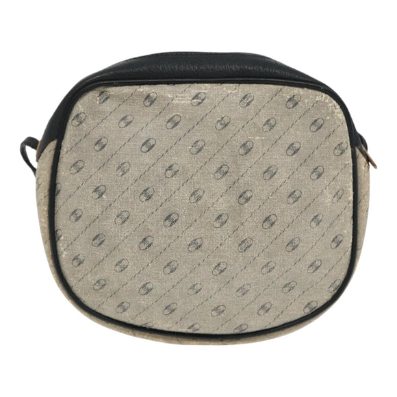 GUCCI Schoudertas Gecoat Canvas Goud Marineblauw Auth ar12677