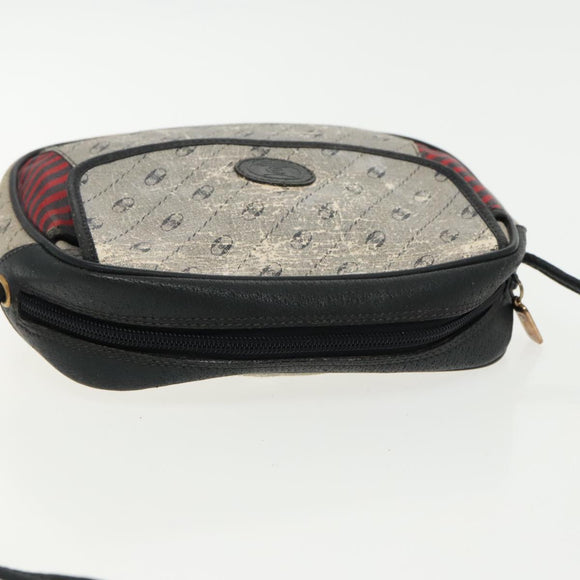 GUCCI Schoudertas Gecoat Canvas Goud Marineblauw Auth ar12677