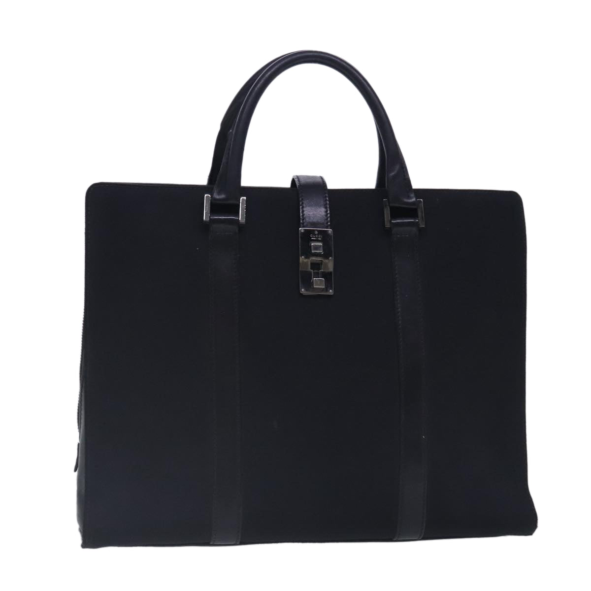 GUCCI Briefcase Canvas Black Silver 114262 Auth ar12680