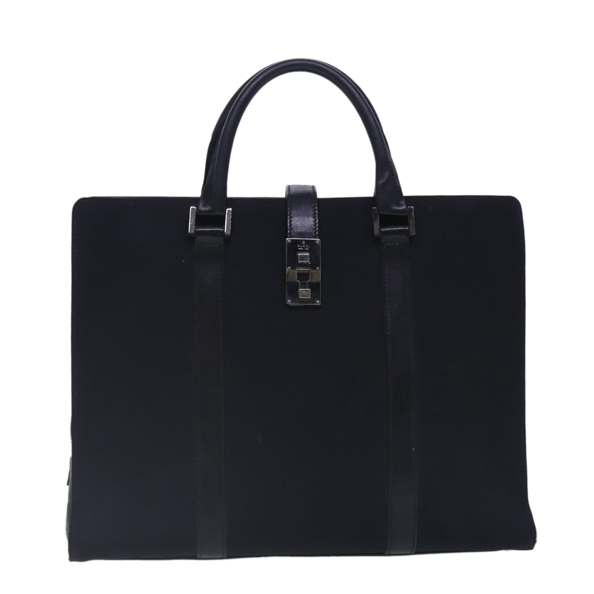 GUCCI Briefcase Canvas Black Silver 114262 Auth ar12680