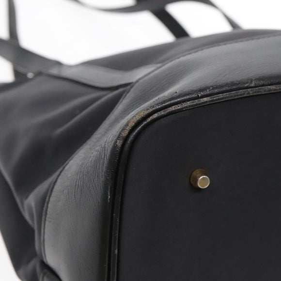 SAINT LAURENT Tote Bag Nylon Leather Black Gold Auth ar12681