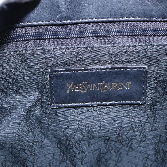 SAINT LAURENT Tote Bag Nylon Leather Black Gold Auth ar12681