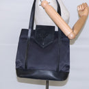 SAINT LAURENT Tote Bag Nylon Leather Black Gold Auth ar12681-22