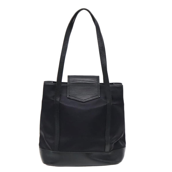 SAINT LAURENT Tote Bag Nylon Leather Black Gold Auth ar12681