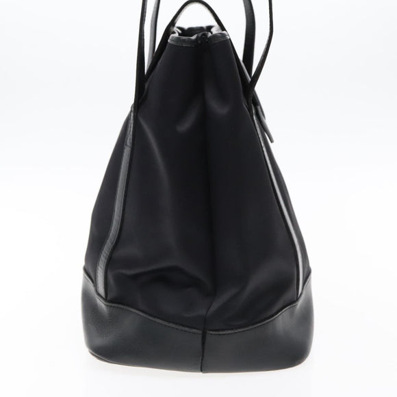 SAINT LAURENT Tote Bag Nylon Leather Black Gold Auth ar12681