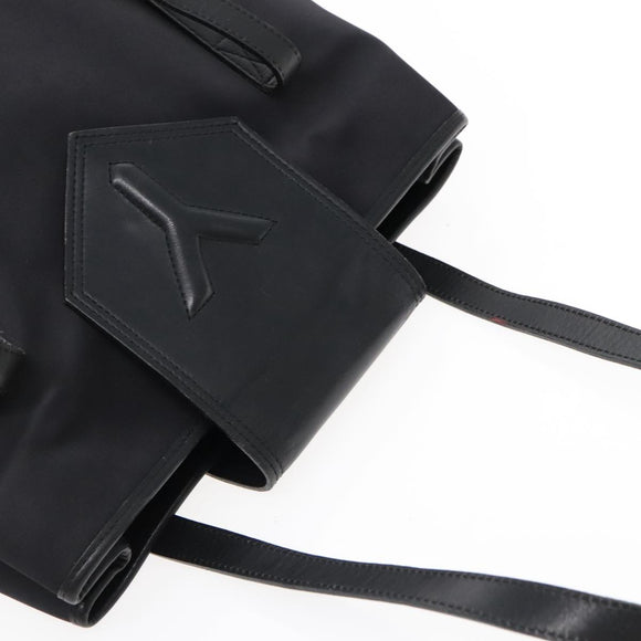 SAINT LAURENT Tote Bag Nylon Leather Black Gold Auth ar12681