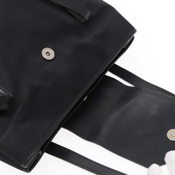 SAINT LAURENT Tote Bag Nylon Leather Black Gold Auth ar12681