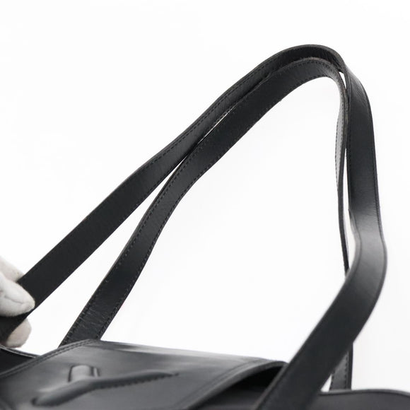 SAINT LAURENT Tote Bag Nylon Leather Black Gold Auth ar12681