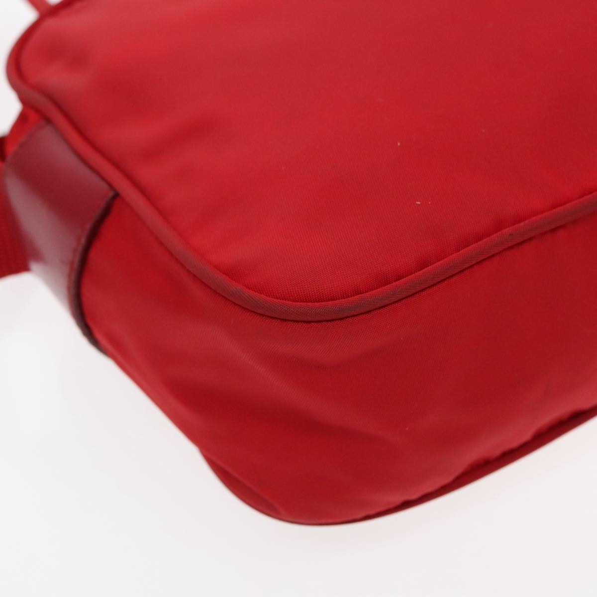 PRADA Shoulder Bag Nylon Red Silver Auth ar12685