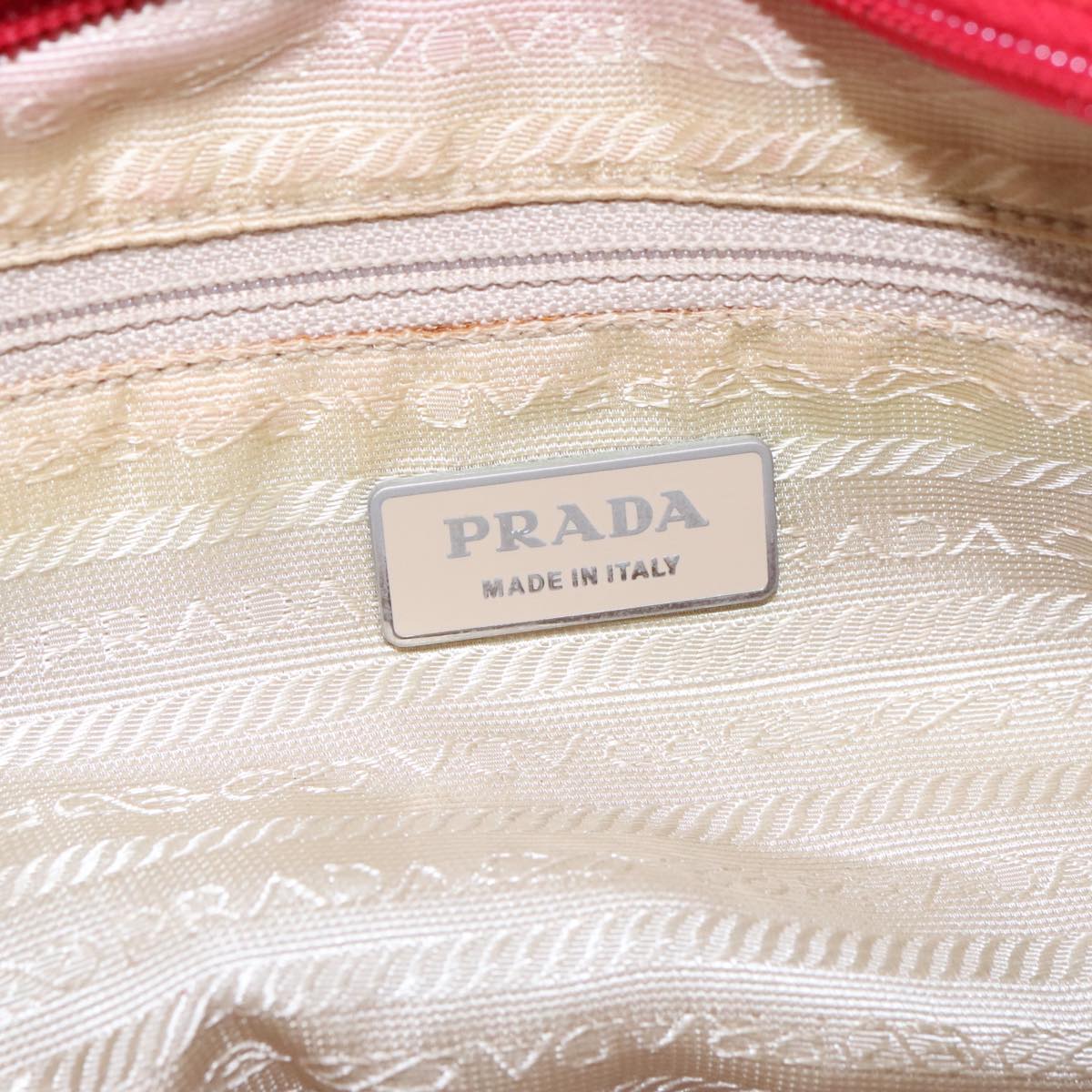 PRADA Shoulder Bag Nylon Red Silver Auth ar12685