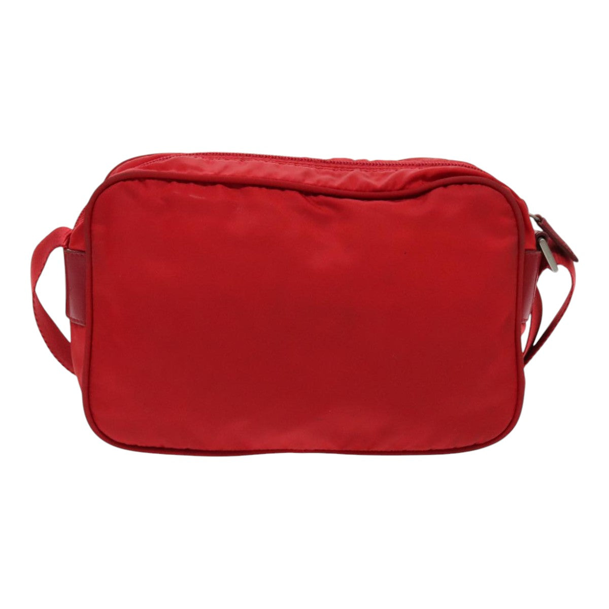 PRADA Shoulder Bag Nylon Red Silver Auth ar12685