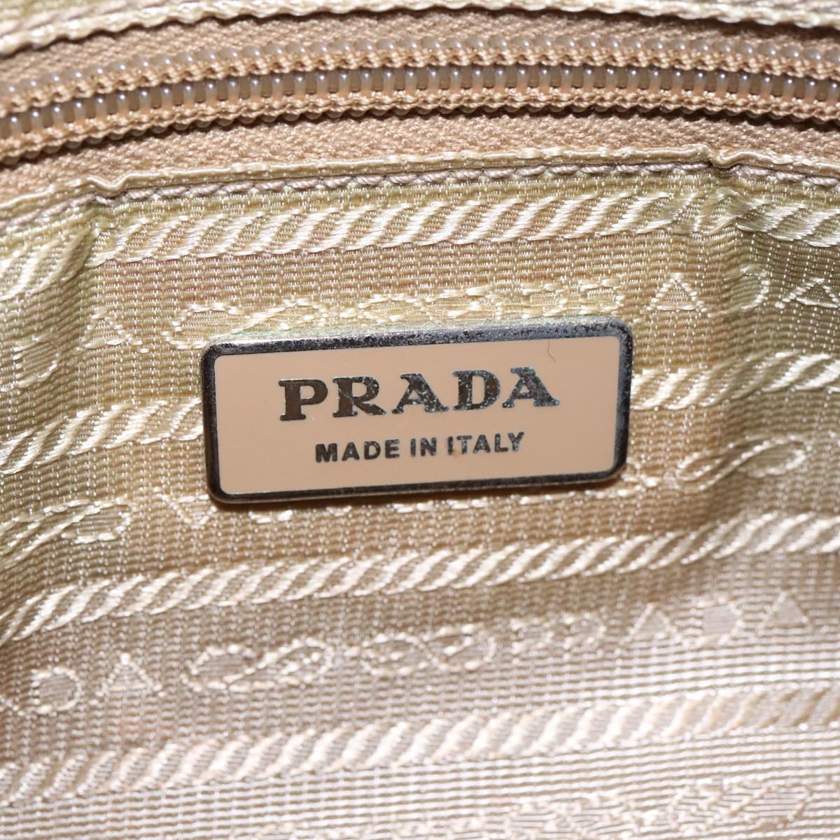 PRADA Shoulder Bag Nylon Khaki Silver Auth ar12691