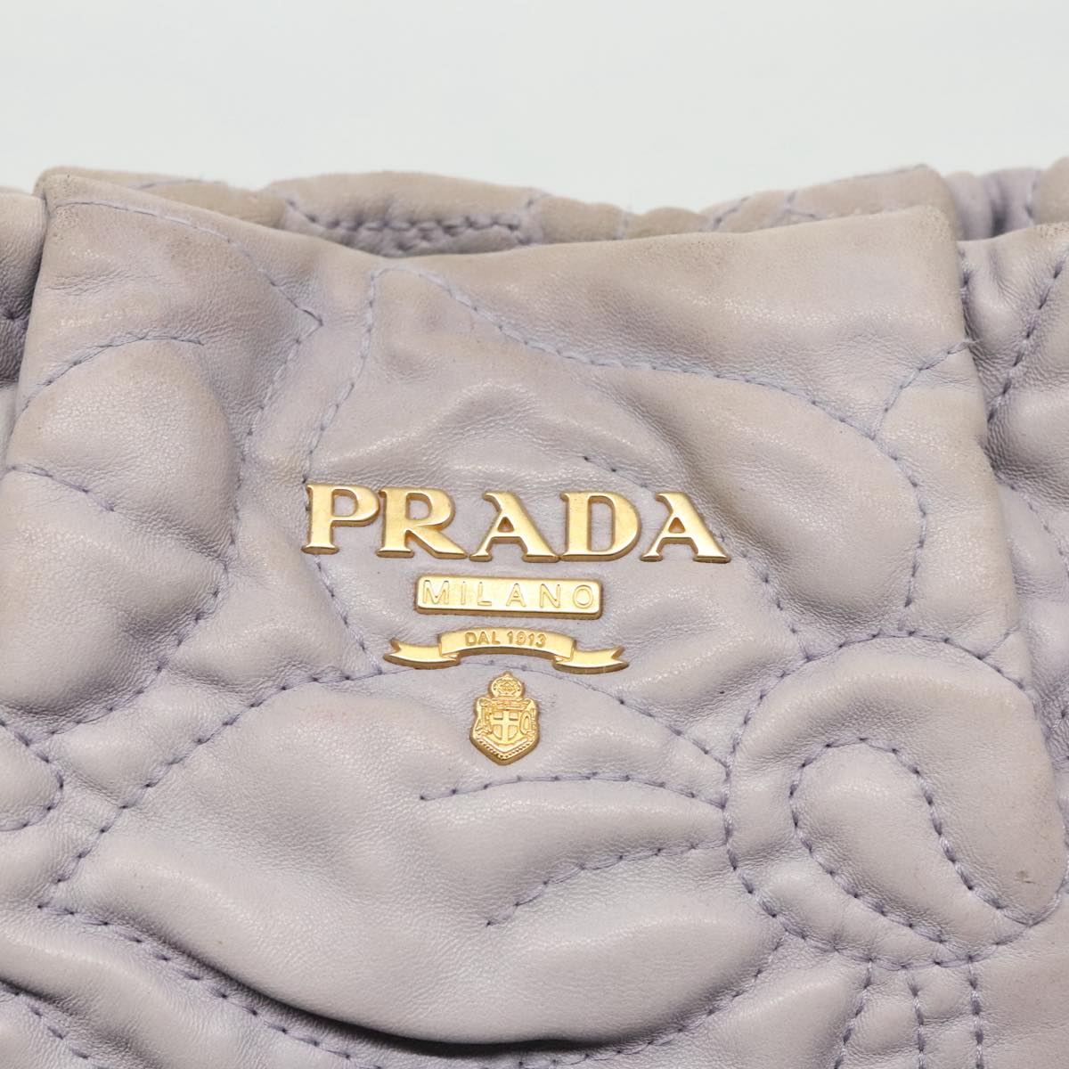 PRADA Shoulder Bag Leather Purple Gold Auth ar12692