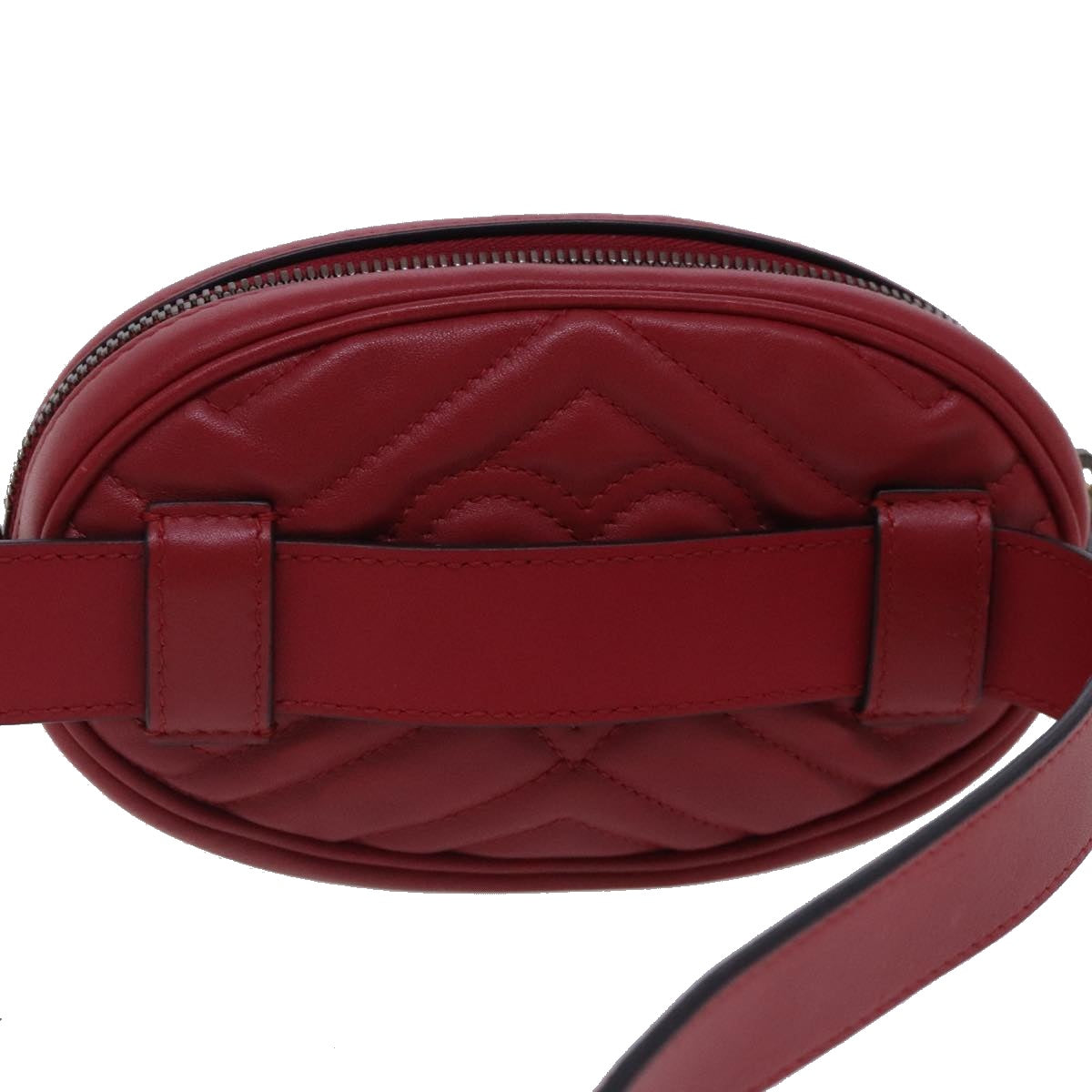 GUCCI GG Marmont Waist bag Leather Red Gold 476434 Auth ar12701 - 0