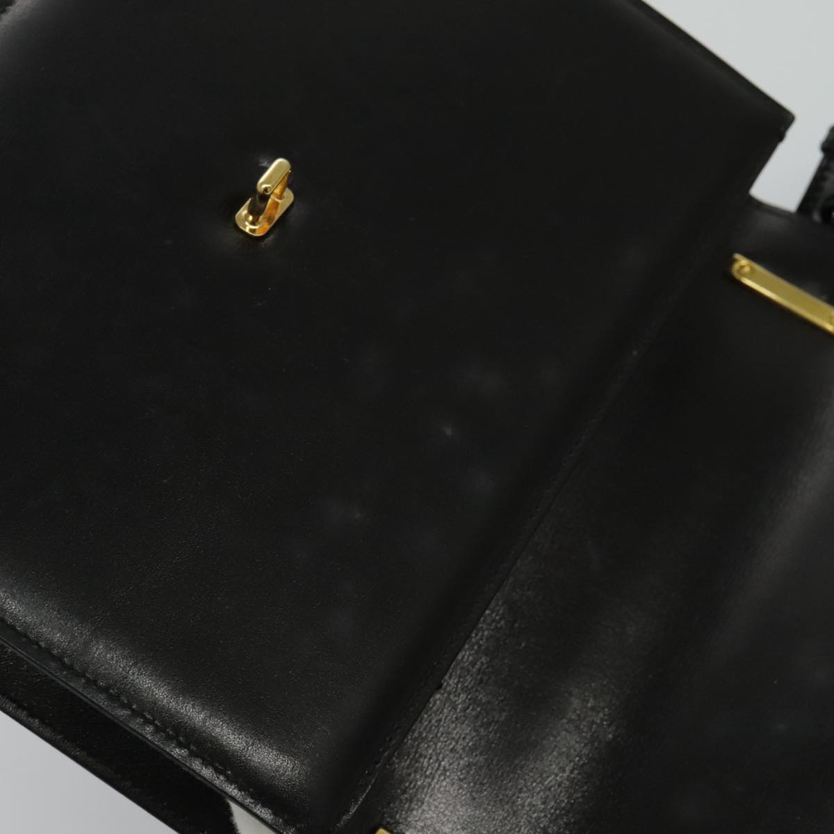 CELINE Shoulder Bag Leather Black Gold Auth ar12705