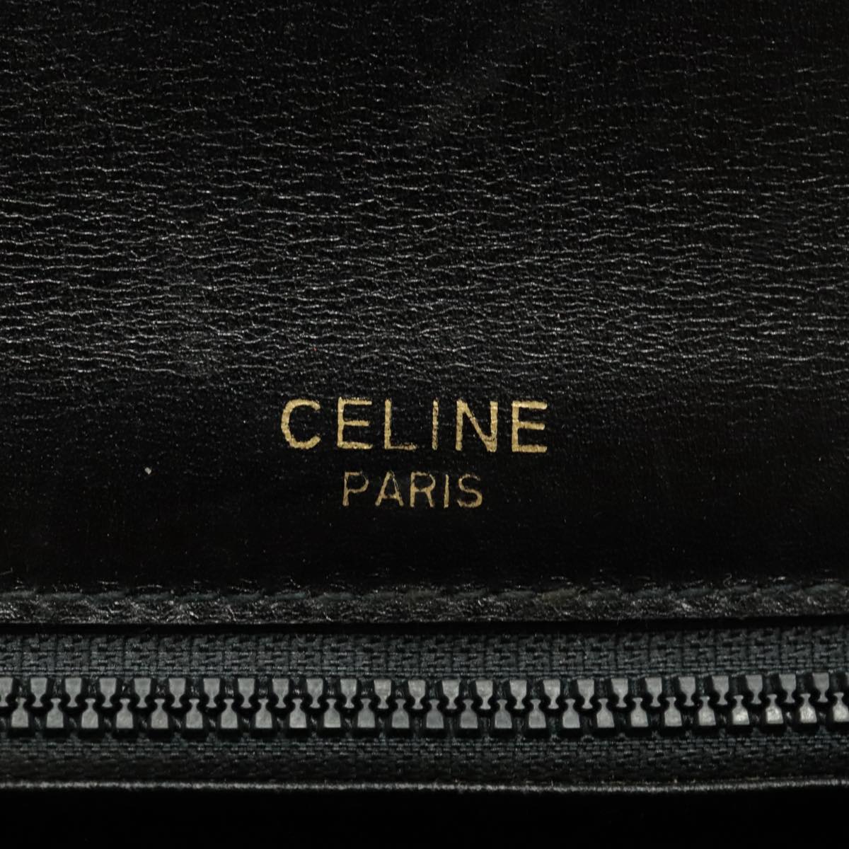 CELINE Shoulder Bag Leather Black Gold Auth ar12705