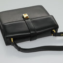 CELINE Shoulder Bag Leather Black Gold Auth ar12705-6