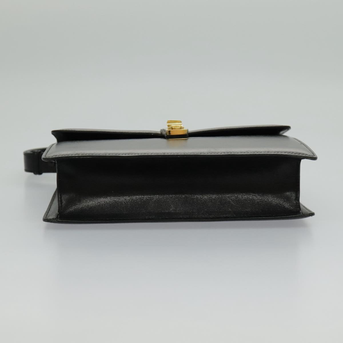 CELINE Shoulder Bag Leather Black Gold Auth ar12705